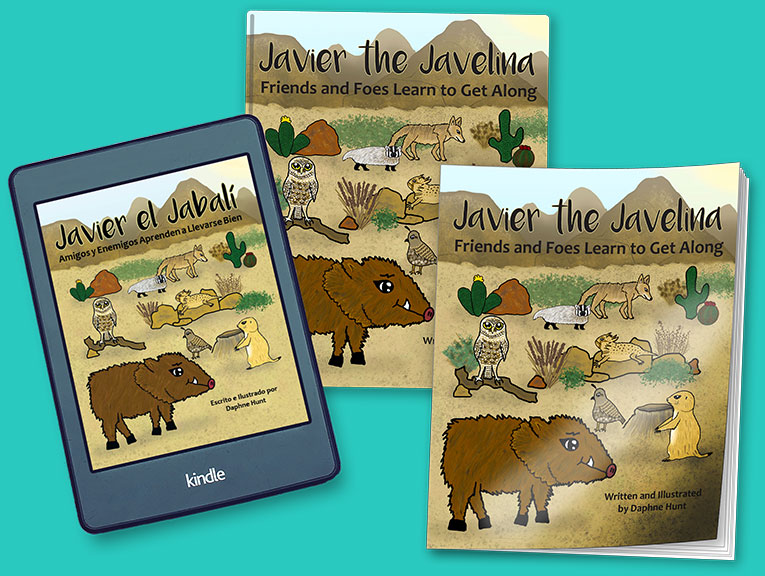 Download Kindle Unlimited e-book on Amazon, buy paperback or hardcover of Javier the Javelina
